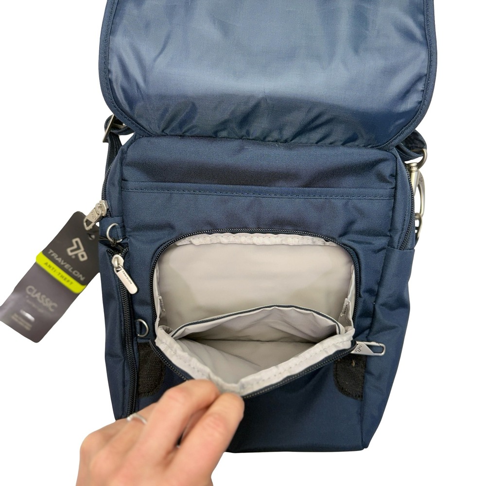 Travelon Classic Anti-Theft Tour Bag Midnight Blue Crossbody RFID 42472 NEW - Picture 3 of 13